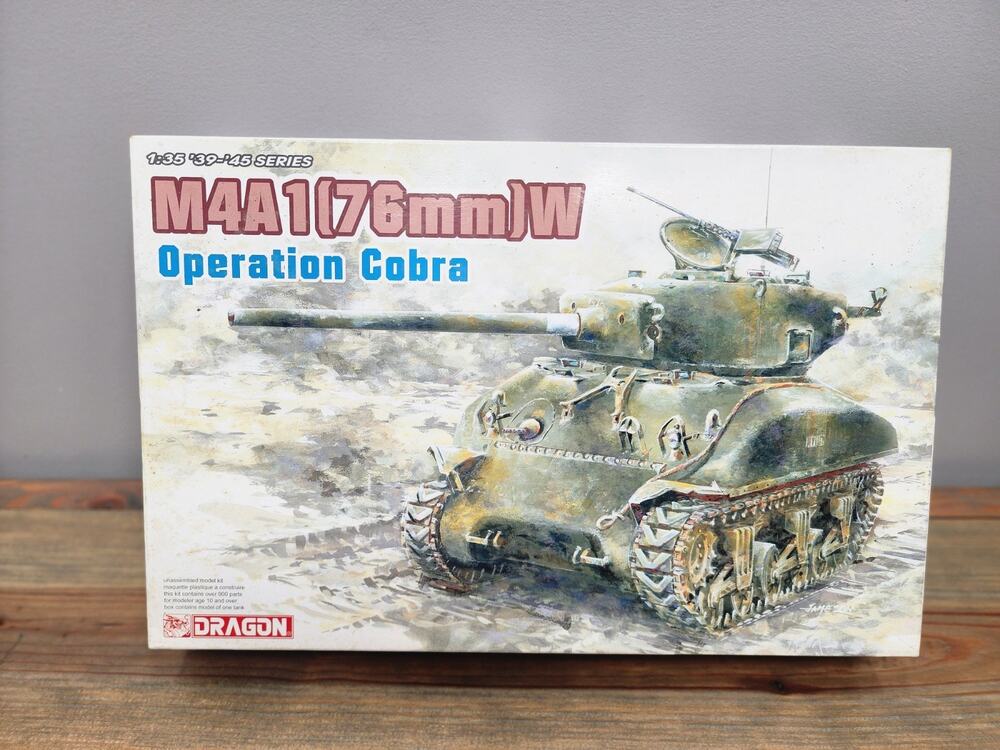Dragon 6083 1/35 M4A1 (76mm) W Operation Cobra Sherman Tank Model Kit Open Box